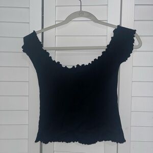 Off the shoulder ruffled Brandy Melville top